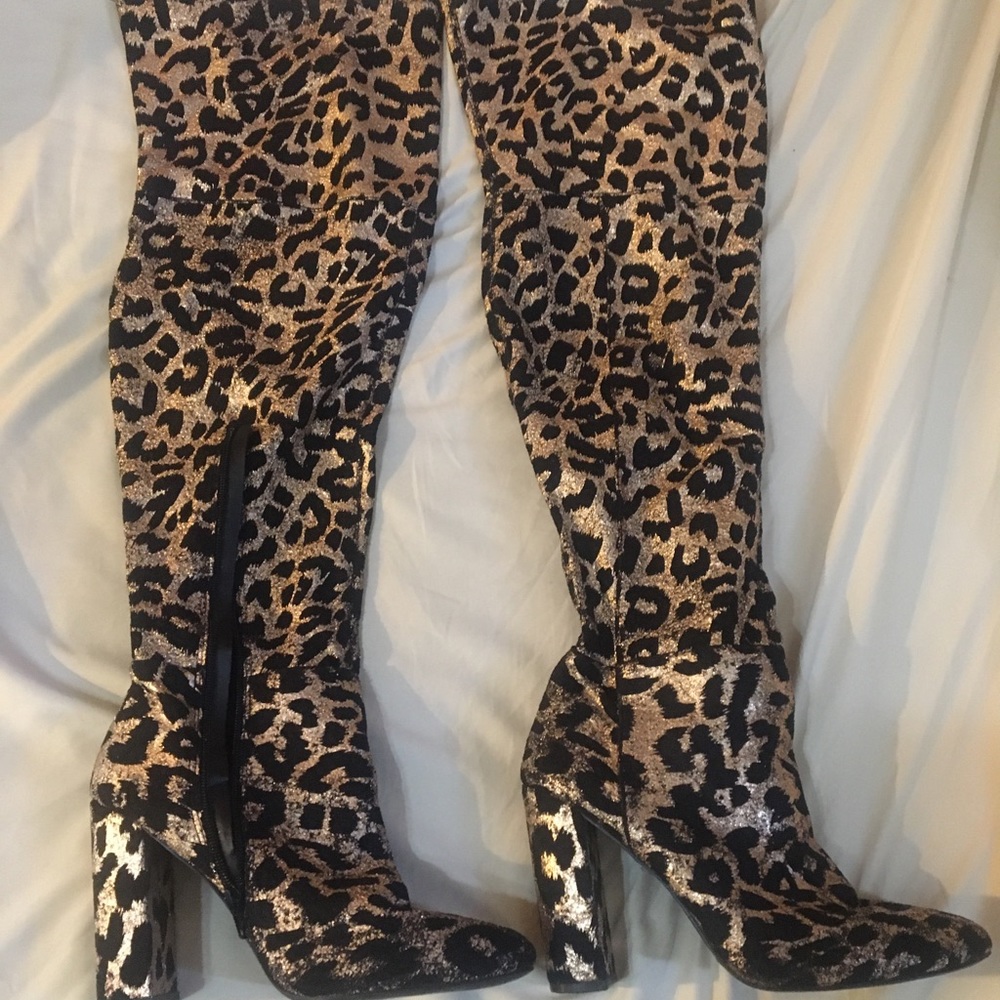 WIDE Thigh High Leopard Print Boots